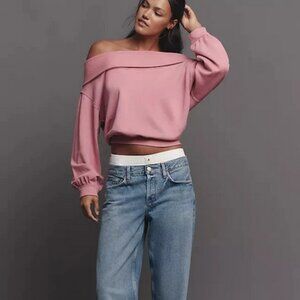 Anthropologie Pilcro Long-Sleeve Slouchy Off-The-Shoulder Tunic Top XL